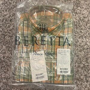 Men's Beretta Seersucker Green Plaid Shirt